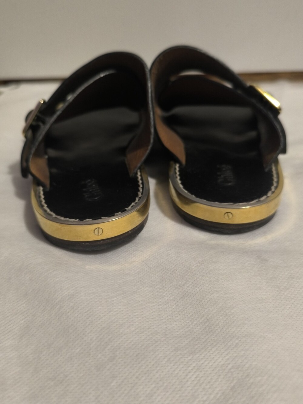 Chloé Wave Black Leather Flat Sandals 38 - Picture 11 of 15